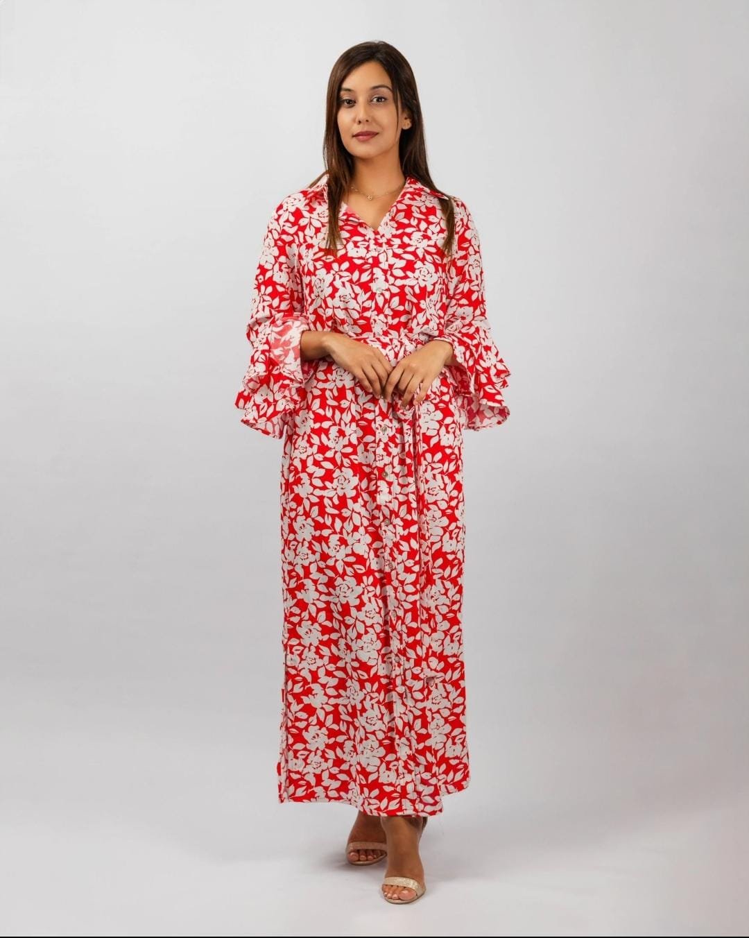 BELL LONG SLEEVES PREMIUM LONG KAFTAN DRESS main image 1